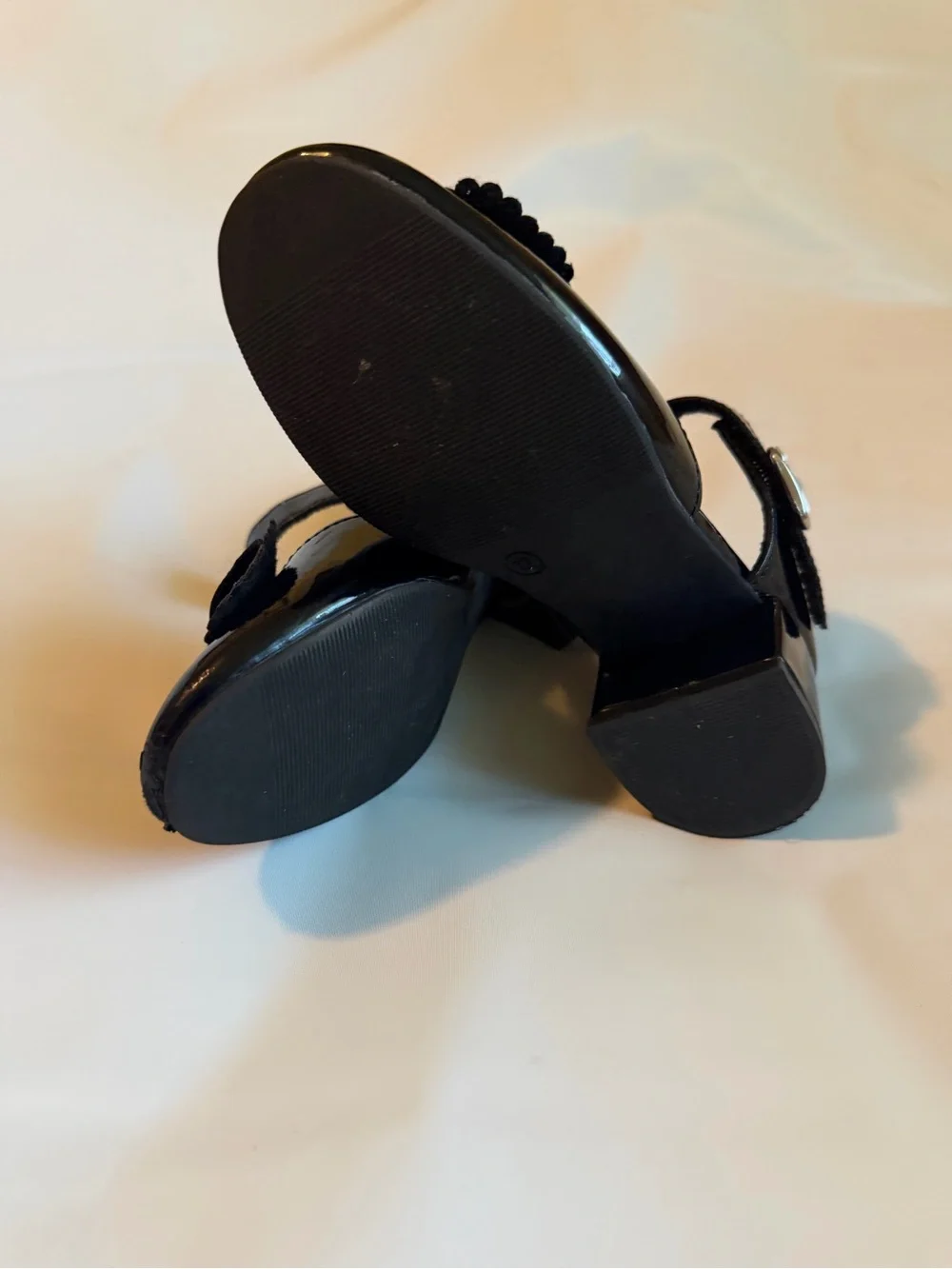 Girls' Rachel Shoes Black Patent Dress Shoes with Bow and Rhinestone